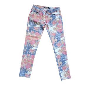 BB Couture Floral Skinny Jeans – Women’s Size 5‎ – Pink Low Rise Denim